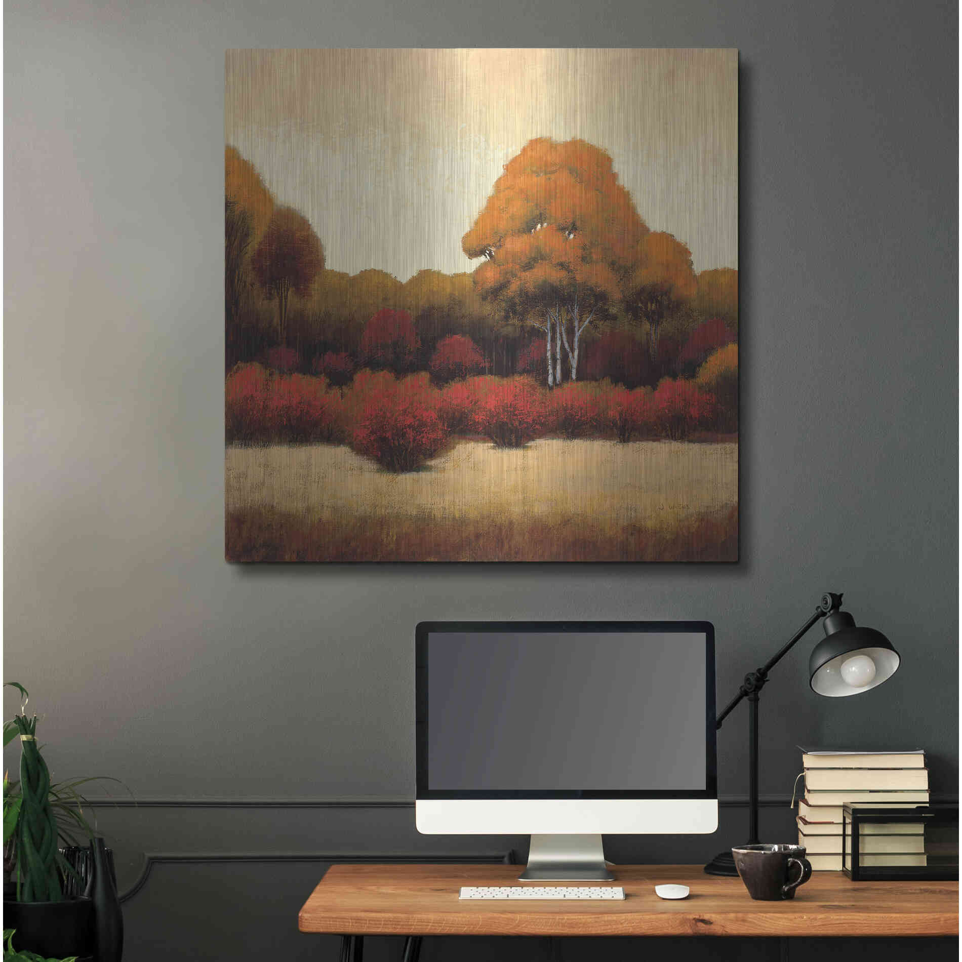 Luxe Metal Art 'Autumn Forest I' by James Wiens, Metal Wall Art,36x36