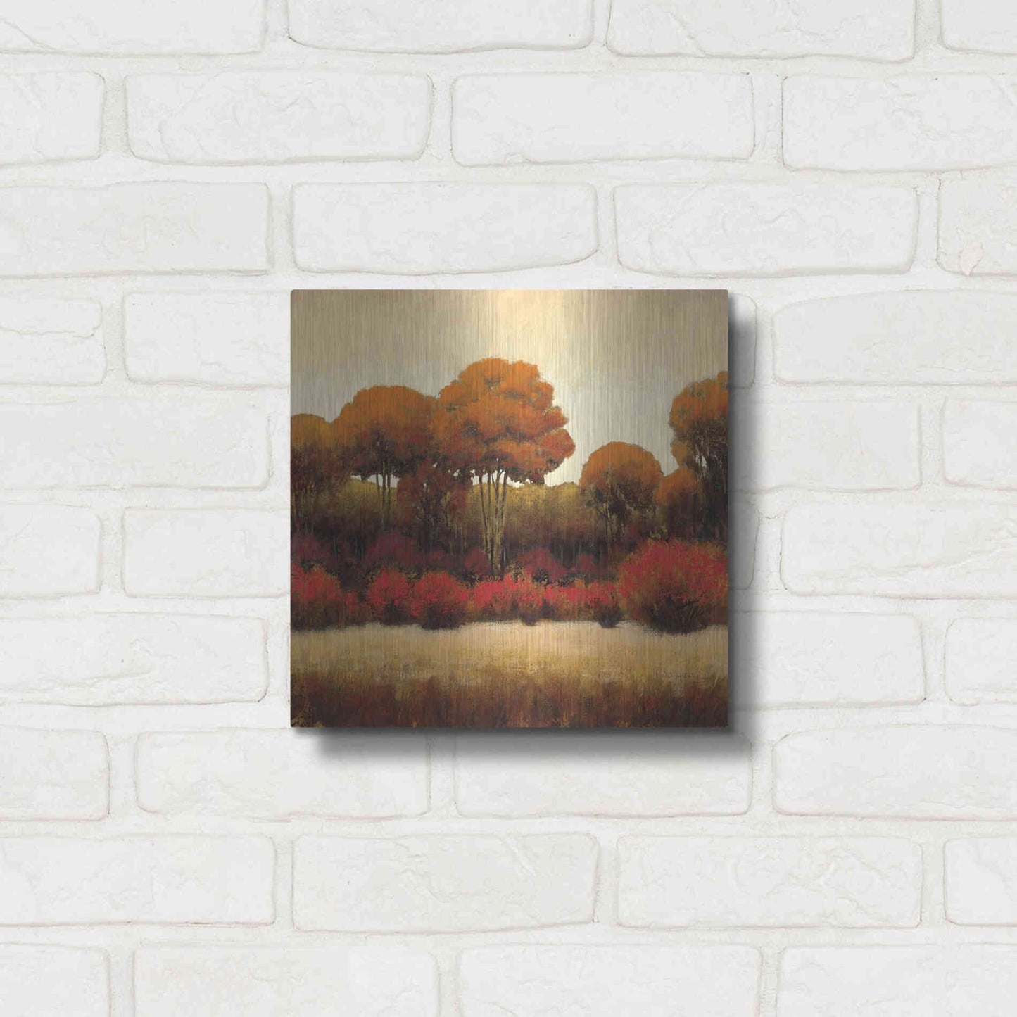 Luxe Metal Art 'Autumn Forest II' by James Wiens, Metal Wall Art,12x12