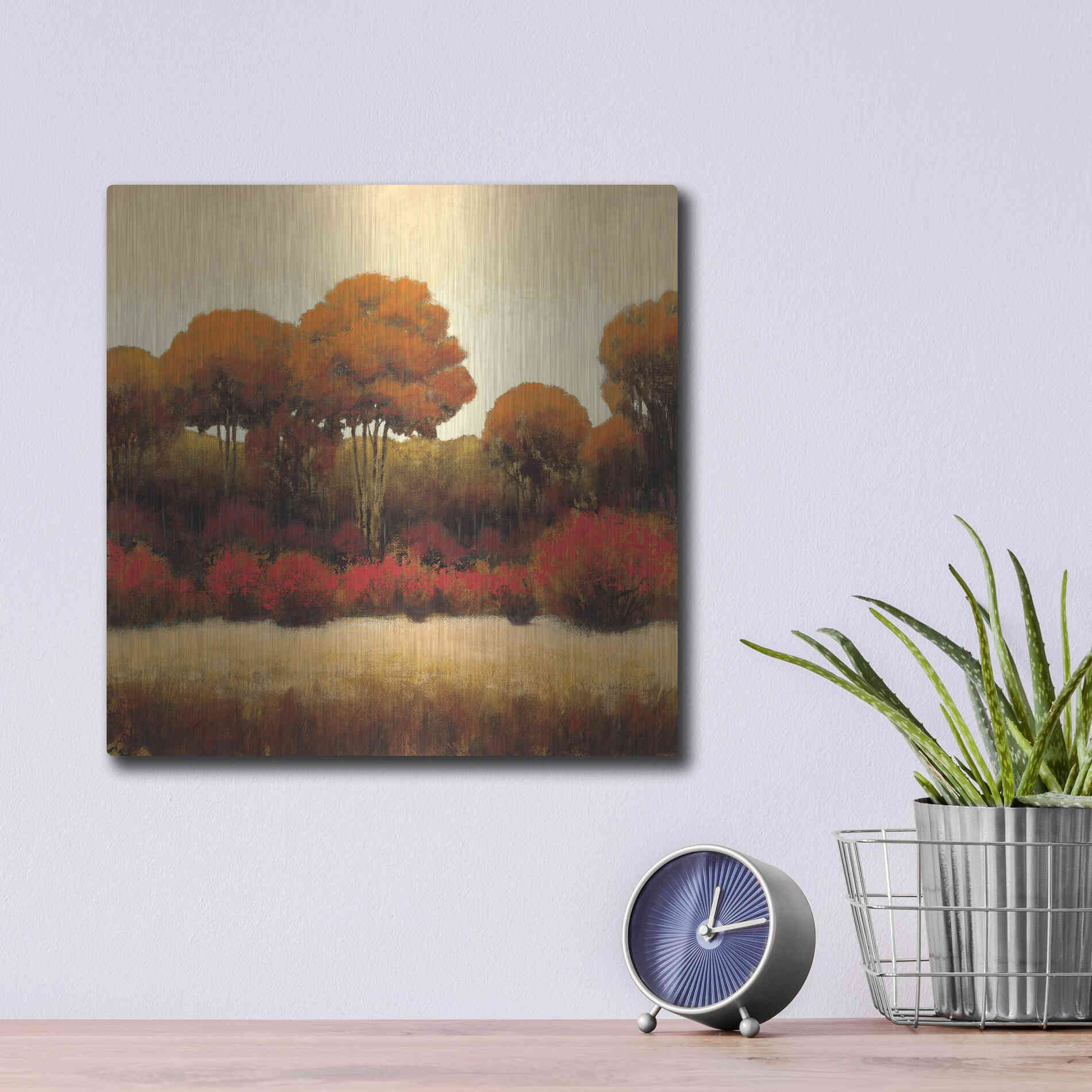 Luxe Metal Art 'Autumn Forest II' by James Wiens, Metal Wall Art,12x12