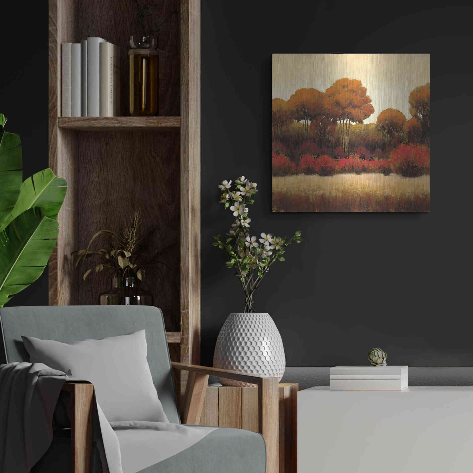 Luxe Metal Art 'Autumn Forest II' by James Wiens, Metal Wall Art,24x24