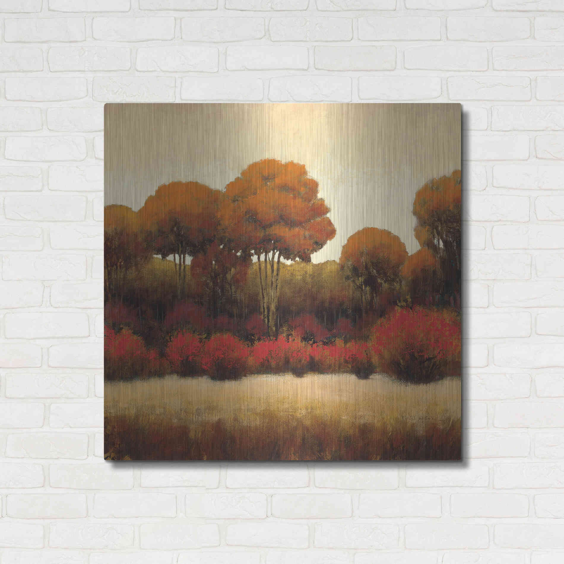 Luxe Metal Art 'Autumn Forest II' by James Wiens, Metal Wall Art,36x36