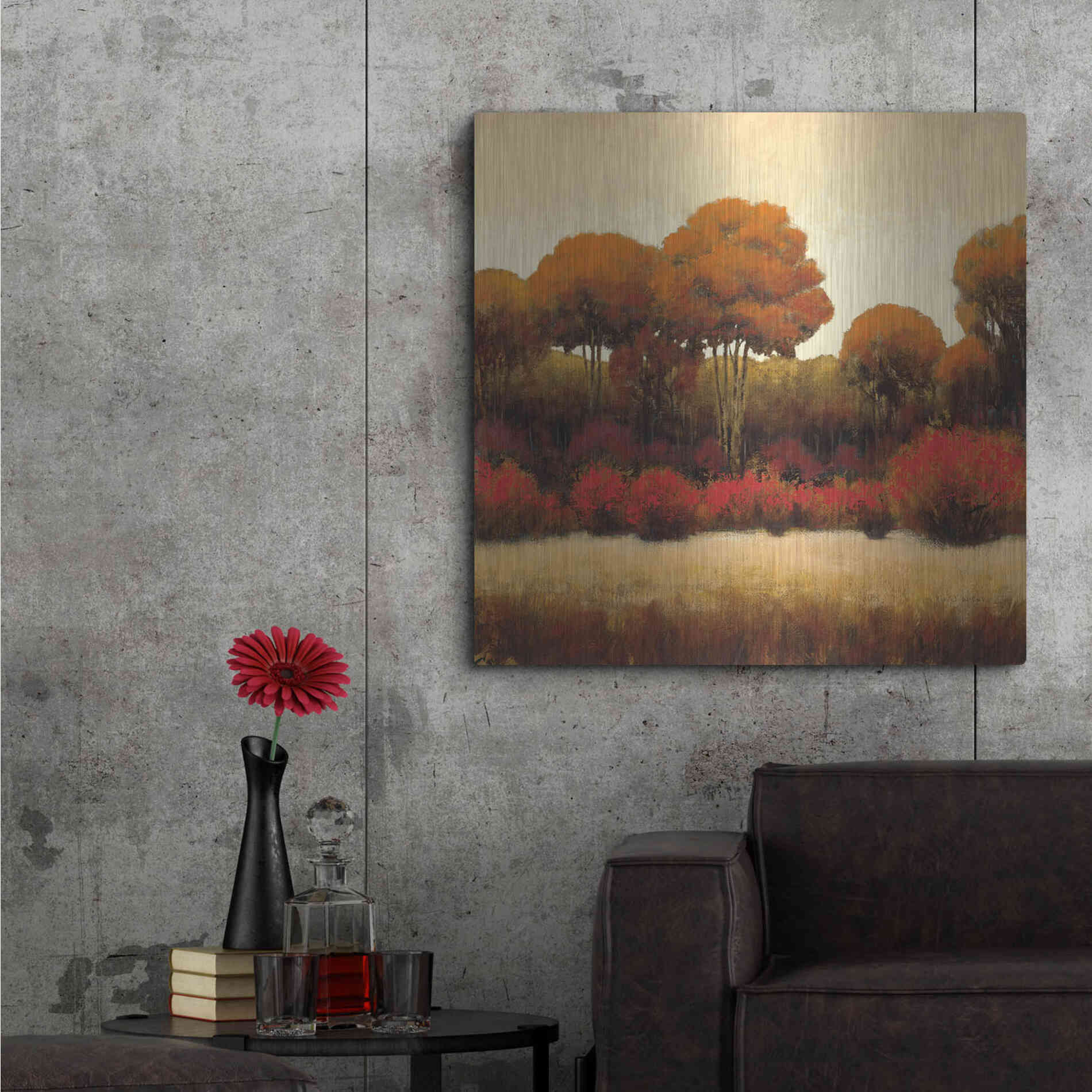 Luxe Metal Art 'Autumn Forest II' by James Wiens, Metal Wall Art,36x36