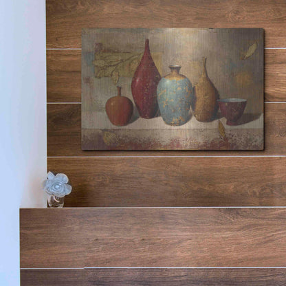 Luxe Metal Art 'Leaves and Vessels' by James Wiens, Metal Wall Art,16x12