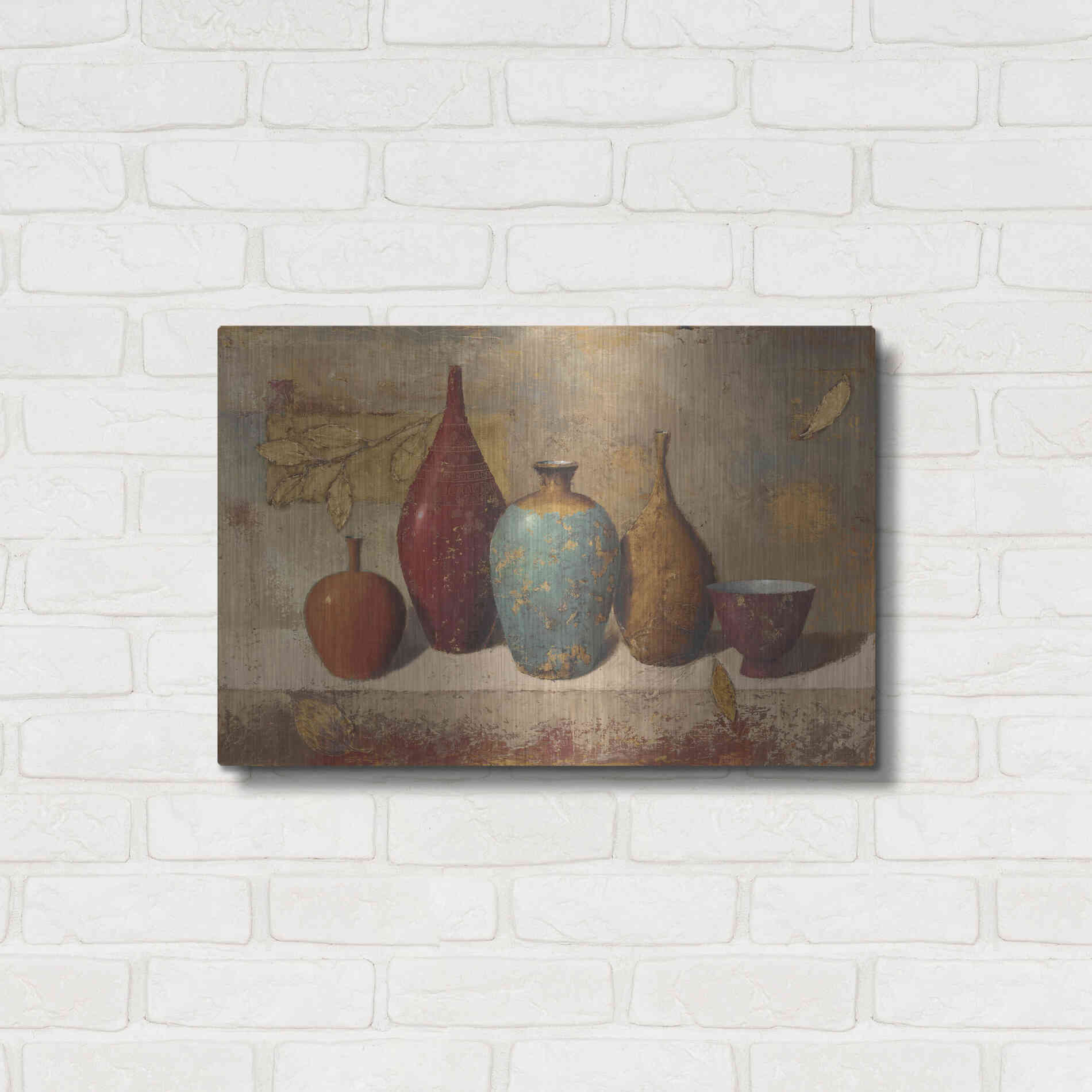 Luxe Metal Art 'Leaves and Vessels' by James Wiens, Metal Wall Art,24x16
