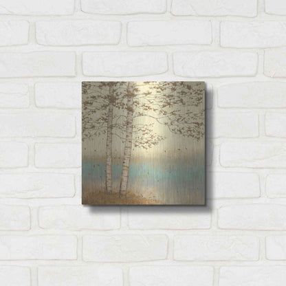 Luxe Metal Art 'Golden Birch I' by James Wiens, Metal Wall Art,12x12