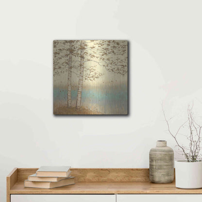 Luxe Metal Art 'Golden Birch I' by James Wiens, Metal Wall Art,12x12
