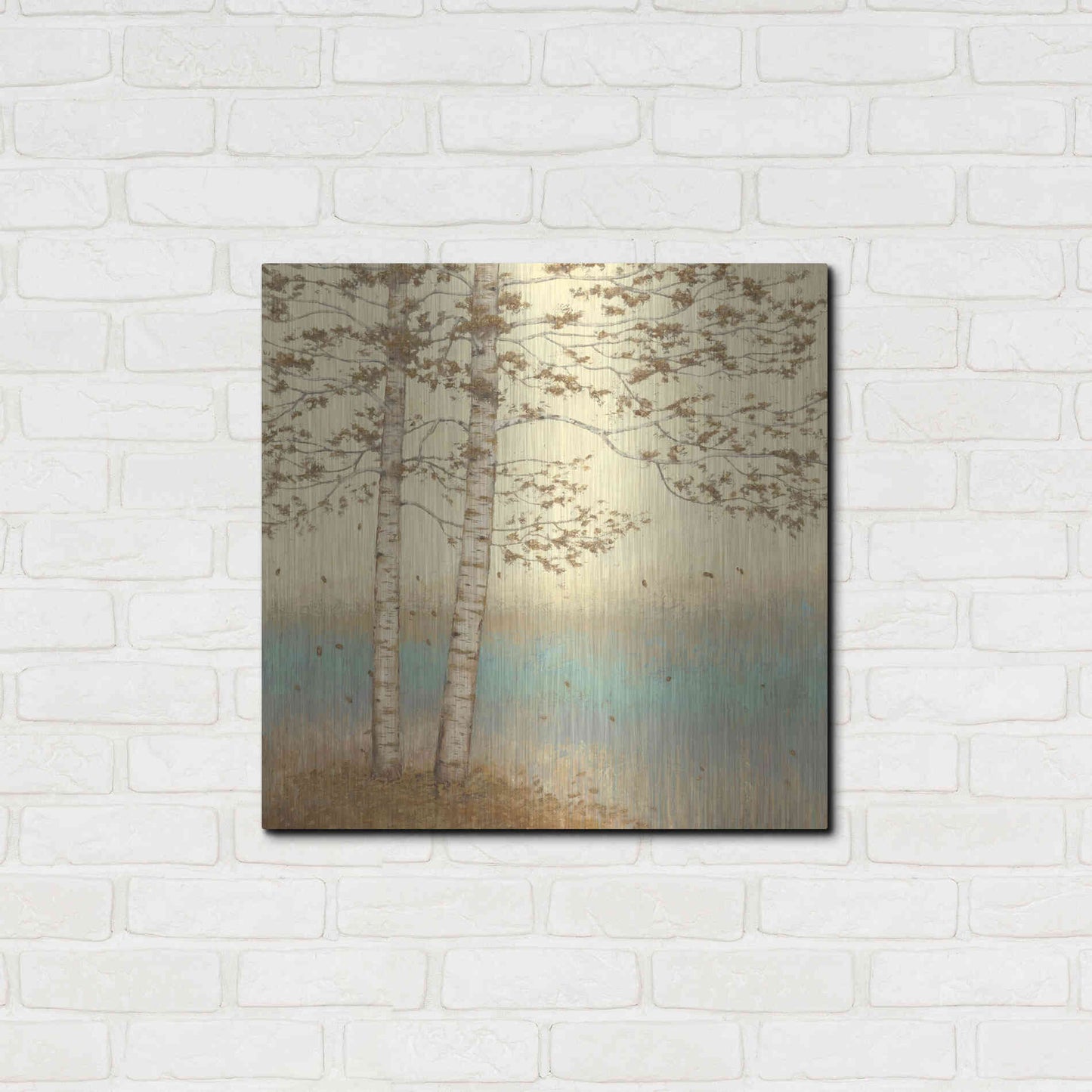 Luxe Metal Art 'Golden Birch I' by James Wiens, Metal Wall Art,24x24