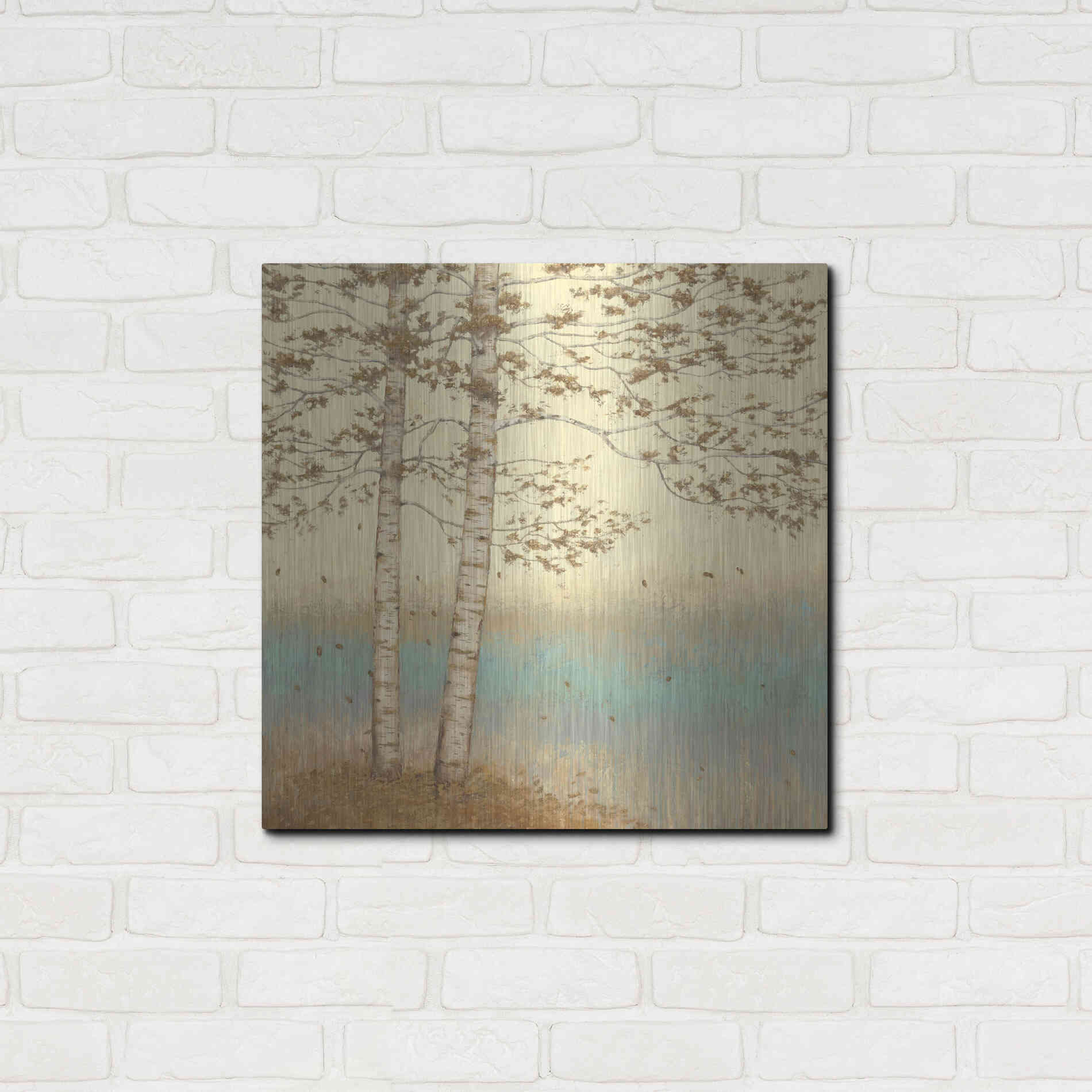 Luxe Metal Art 'Golden Birch I' by James Wiens, Metal Wall Art,24x24