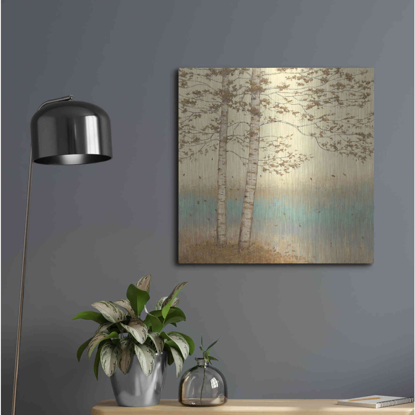 Luxe Metal Art 'Golden Birch I' by James Wiens, Metal Wall Art,24x24
