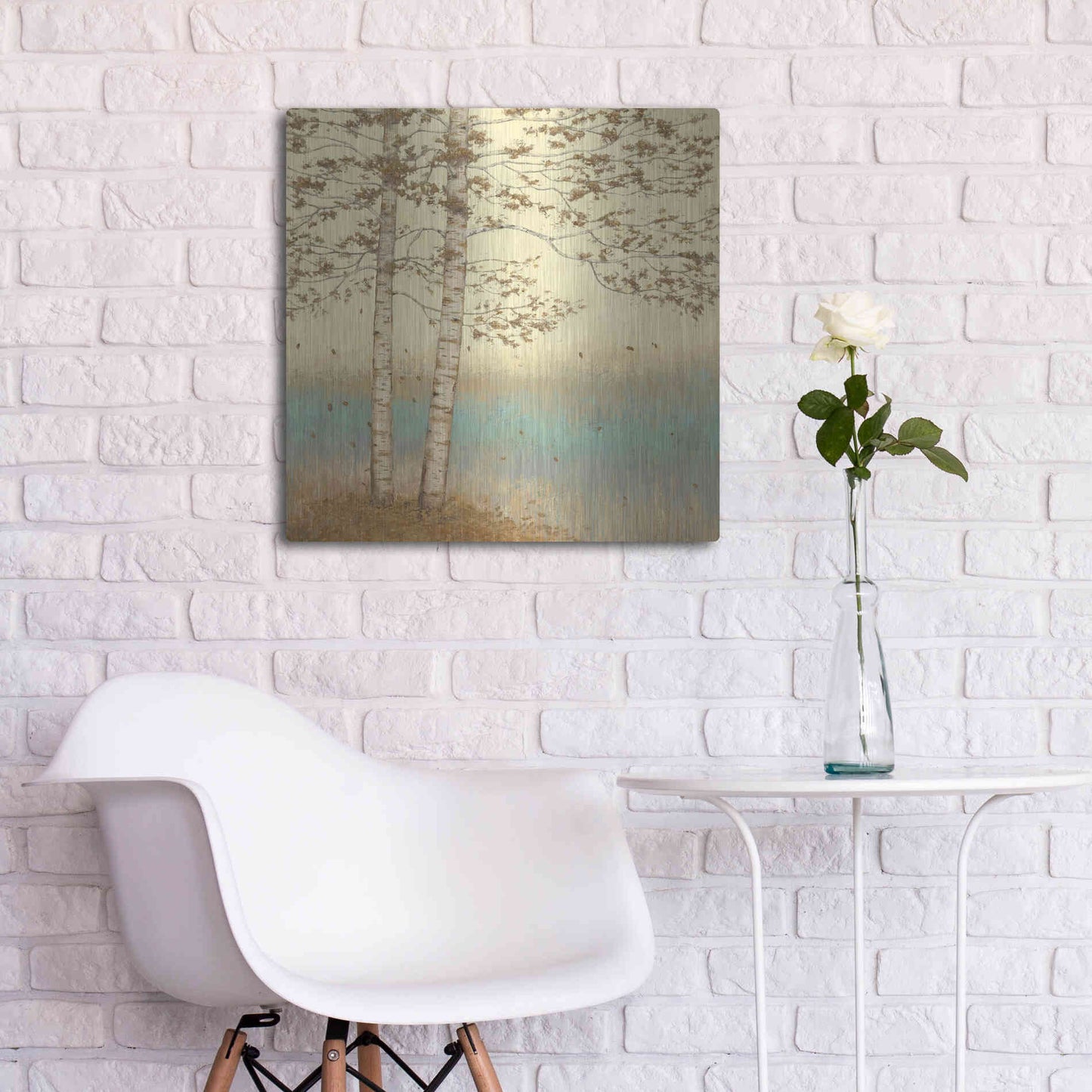Luxe Metal Art 'Golden Birch I' by James Wiens, Metal Wall Art,24x24