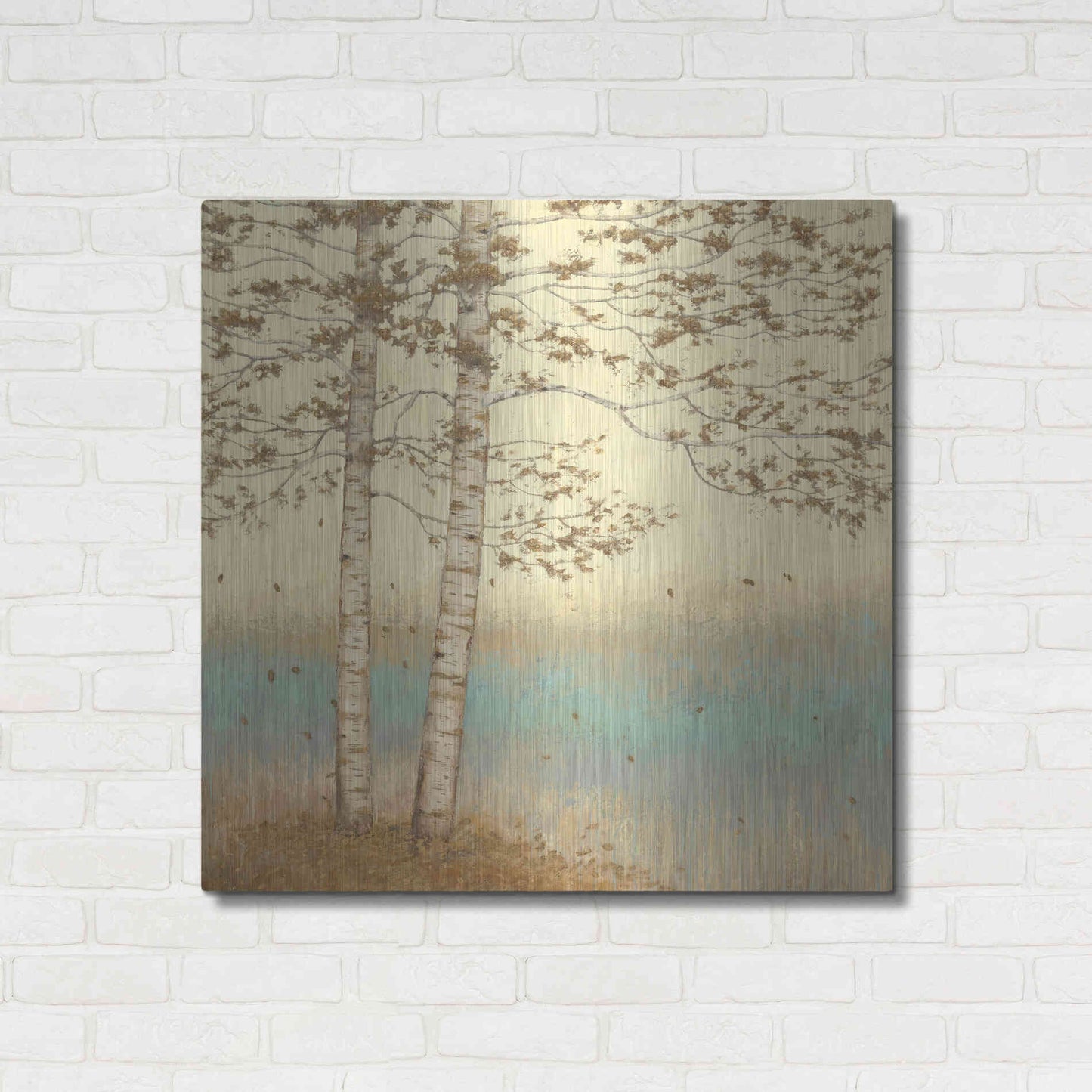 Luxe Metal Art 'Golden Birch I' by James Wiens, Metal Wall Art,36x36