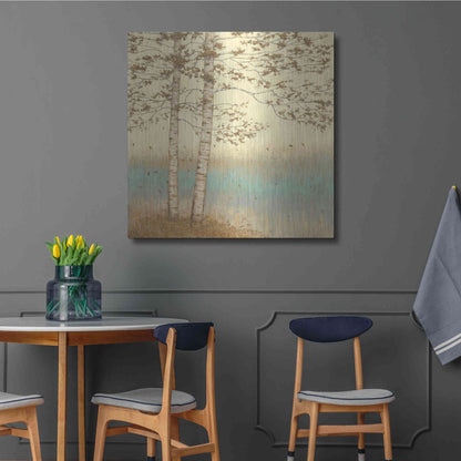 Luxe Metal Art 'Golden Birch I' by James Wiens, Metal Wall Art,36x36
