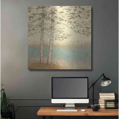 Luxe Metal Art 'Golden Birch I' by James Wiens, Metal Wall Art,36x36