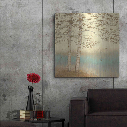 Luxe Metal Art 'Golden Birch I' by James Wiens, Metal Wall Art,36x36