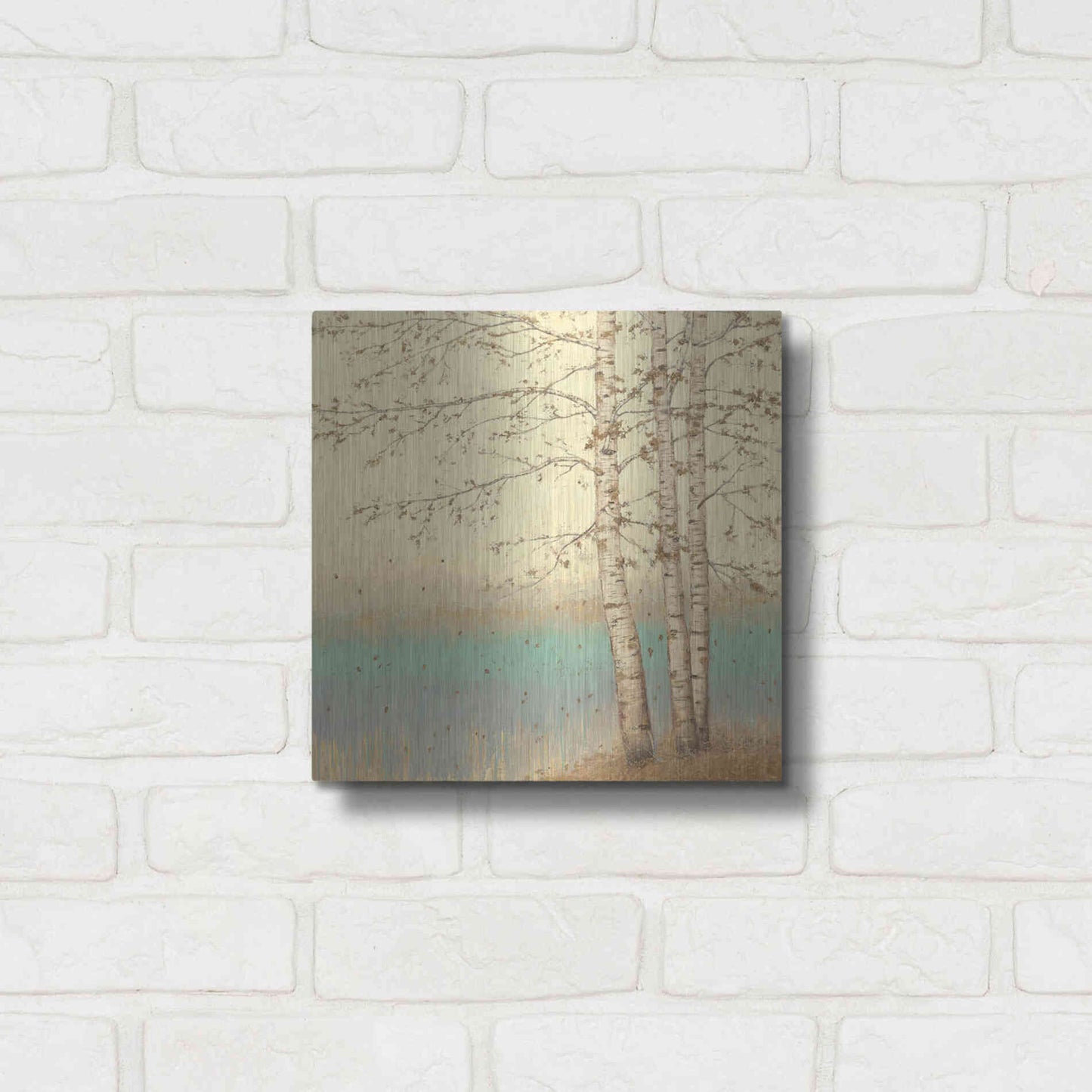 Luxe Metal Art 'Golden Birch II' by James Wiens, Metal Wall Art,12x12