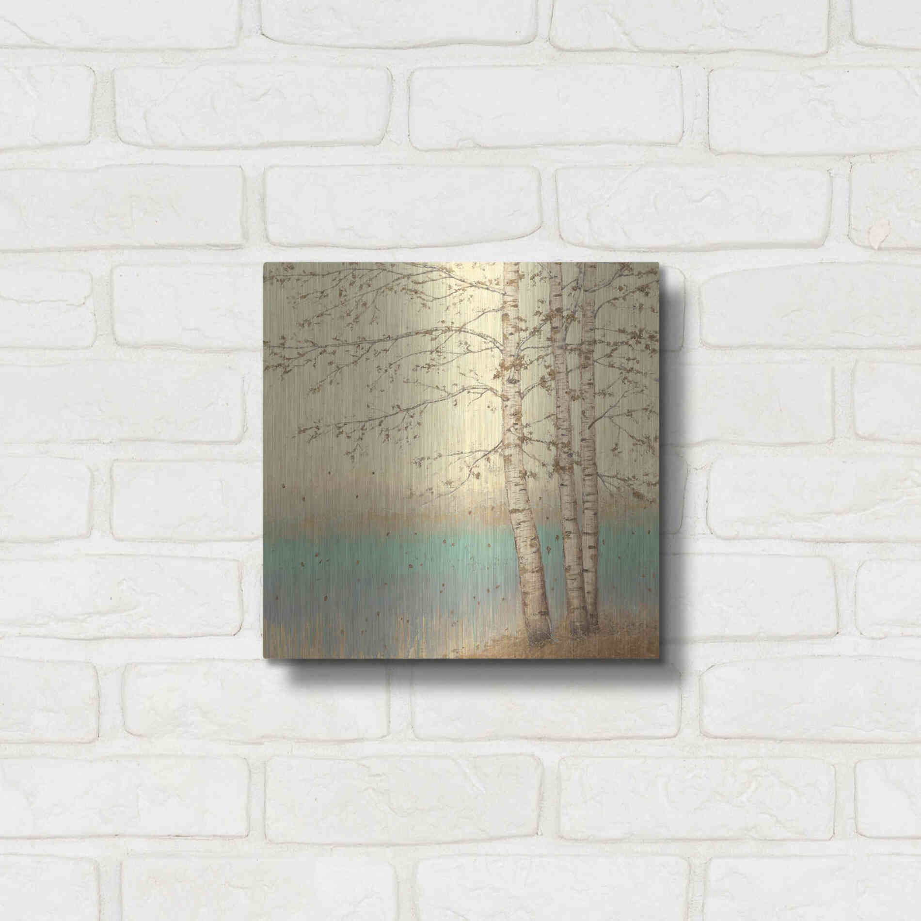 Luxe Metal Art 'Golden Birch II' by James Wiens, Metal Wall Art,12x12