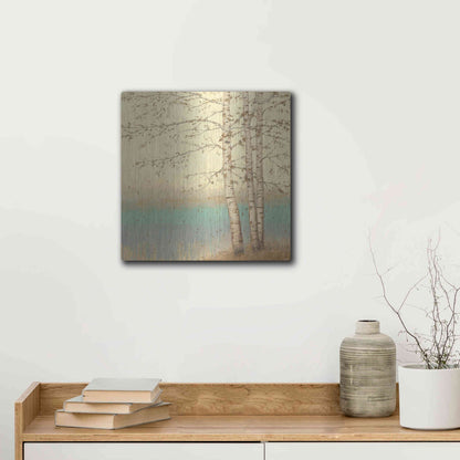 Luxe Metal Art 'Golden Birch II' by James Wiens, Metal Wall Art,12x12