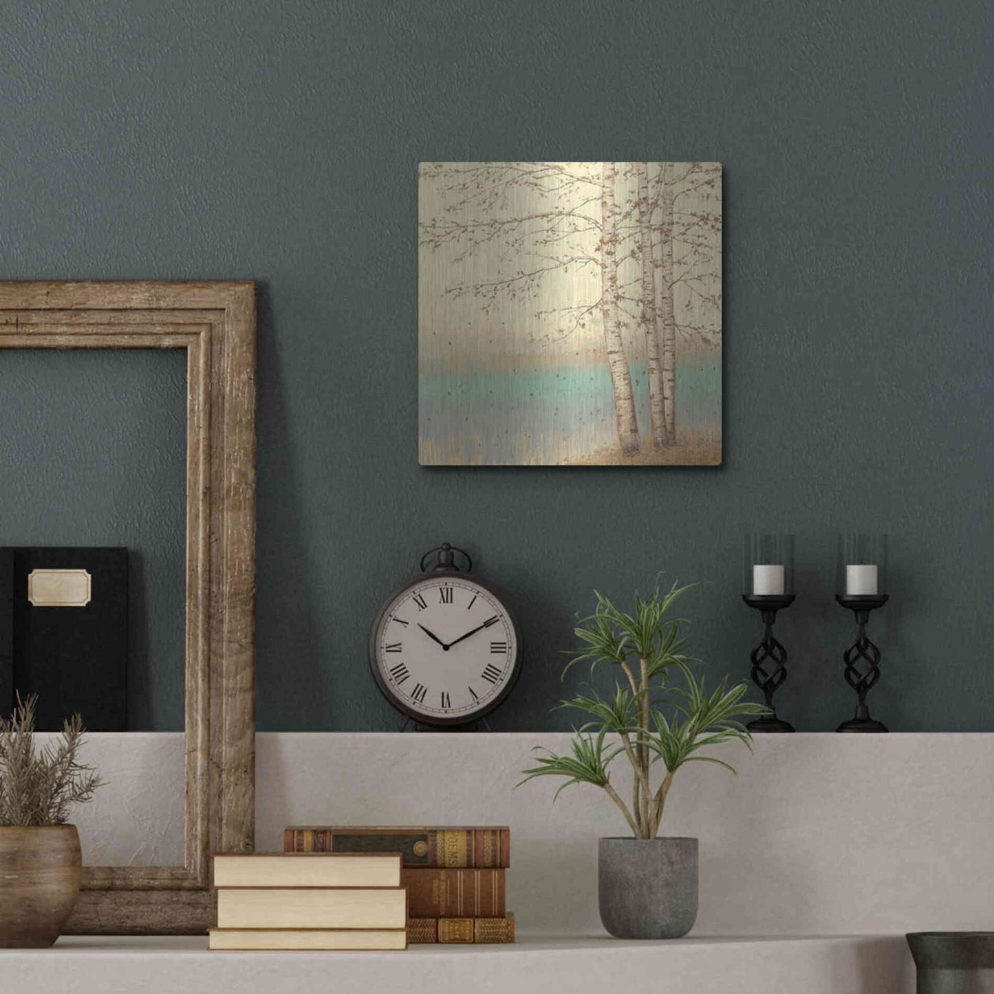 Luxe Metal Art 'Golden Birch II' by James Wiens, Metal Wall Art,12x12