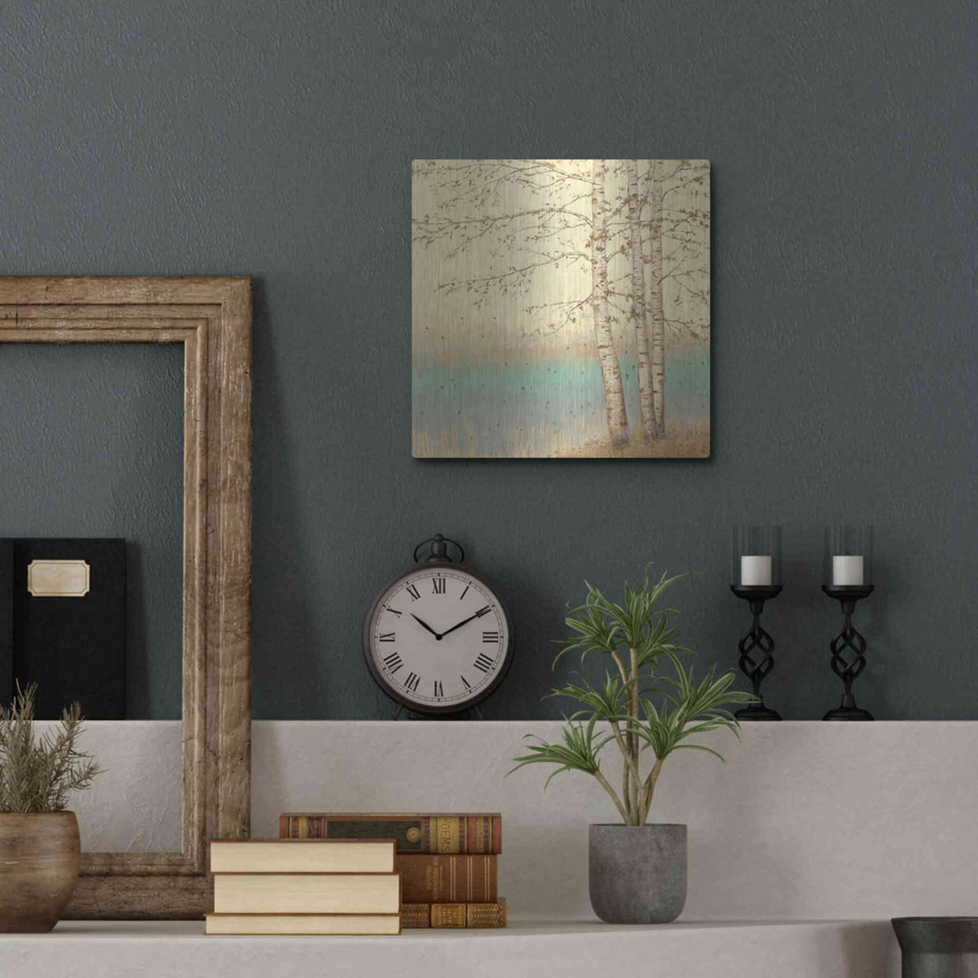 Luxe Metal Art 'Golden Birch II' by James Wiens, Metal Wall Art,12x12