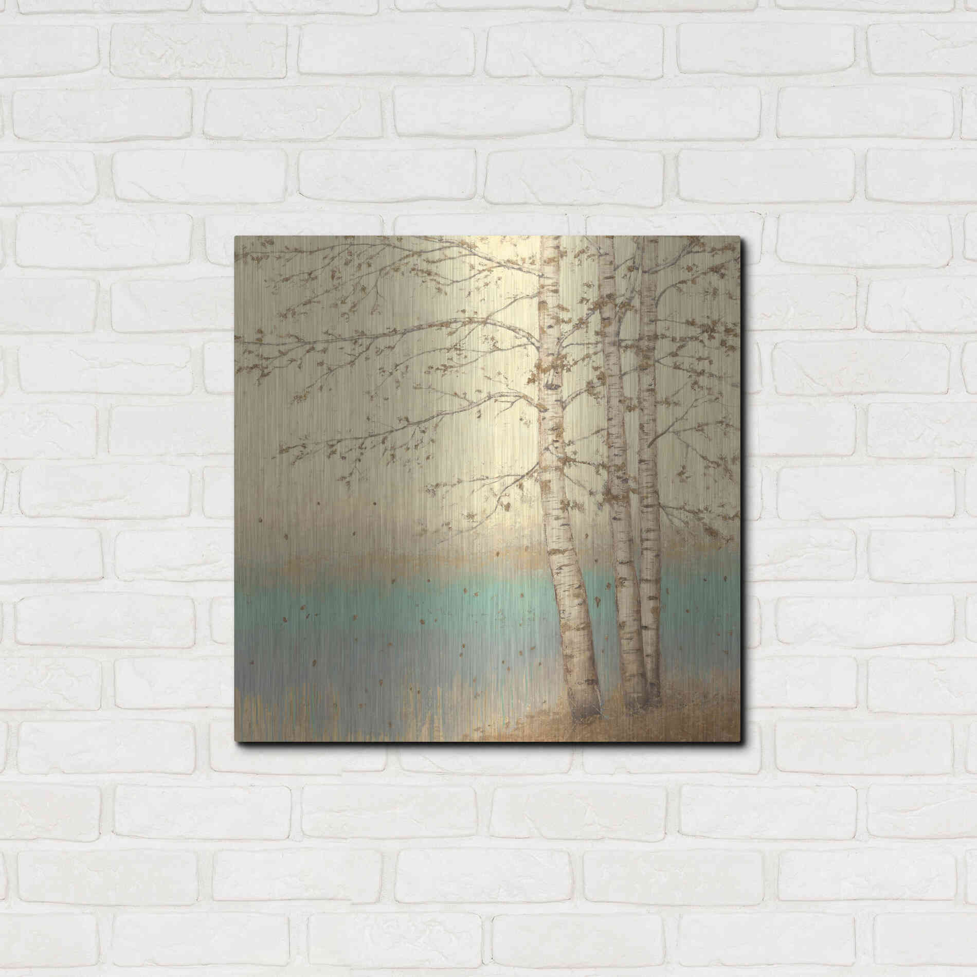 Luxe Metal Art 'Golden Birch II' by James Wiens, Metal Wall Art,24x24
