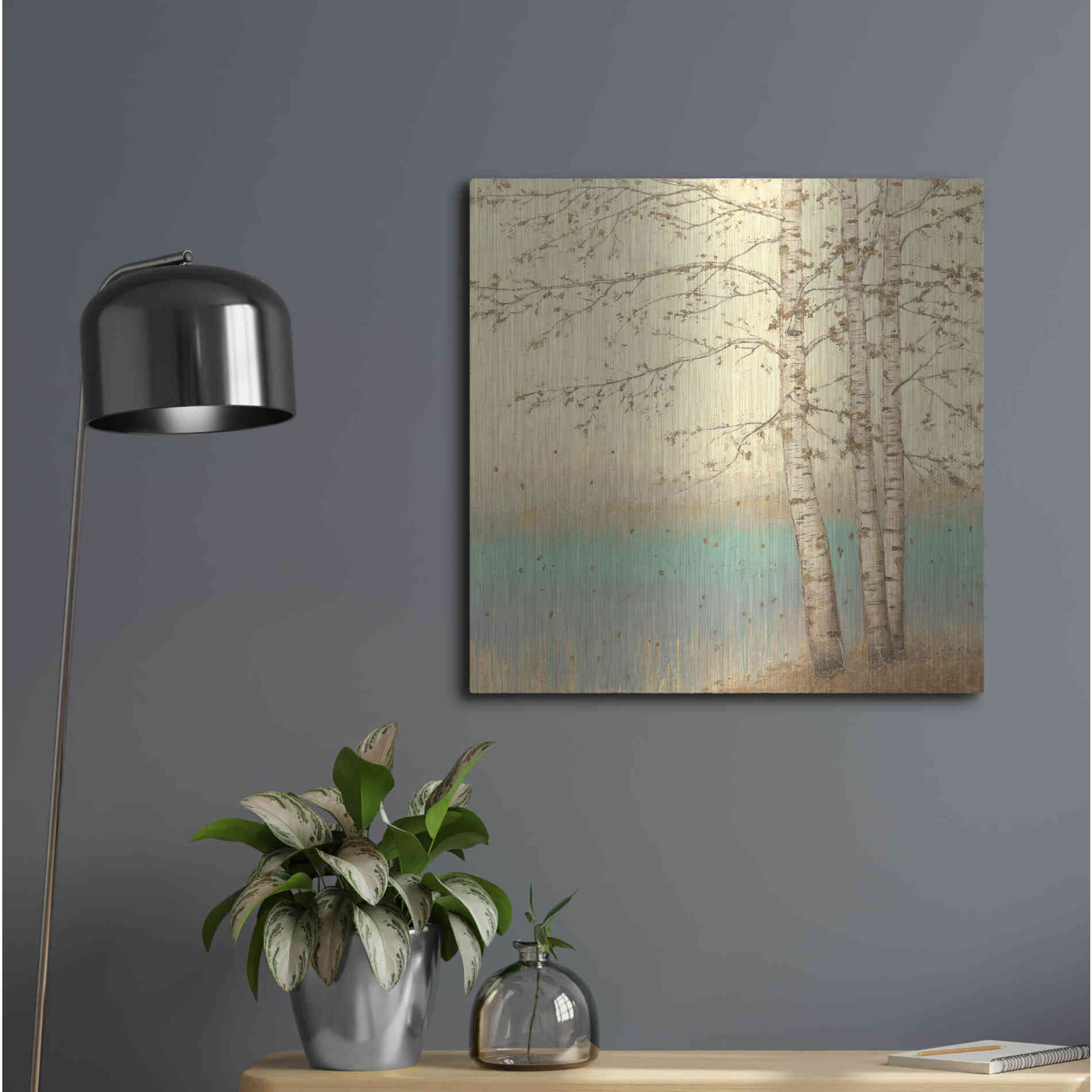 Luxe Metal Art 'Golden Birch II' by James Wiens, Metal Wall Art,24x24