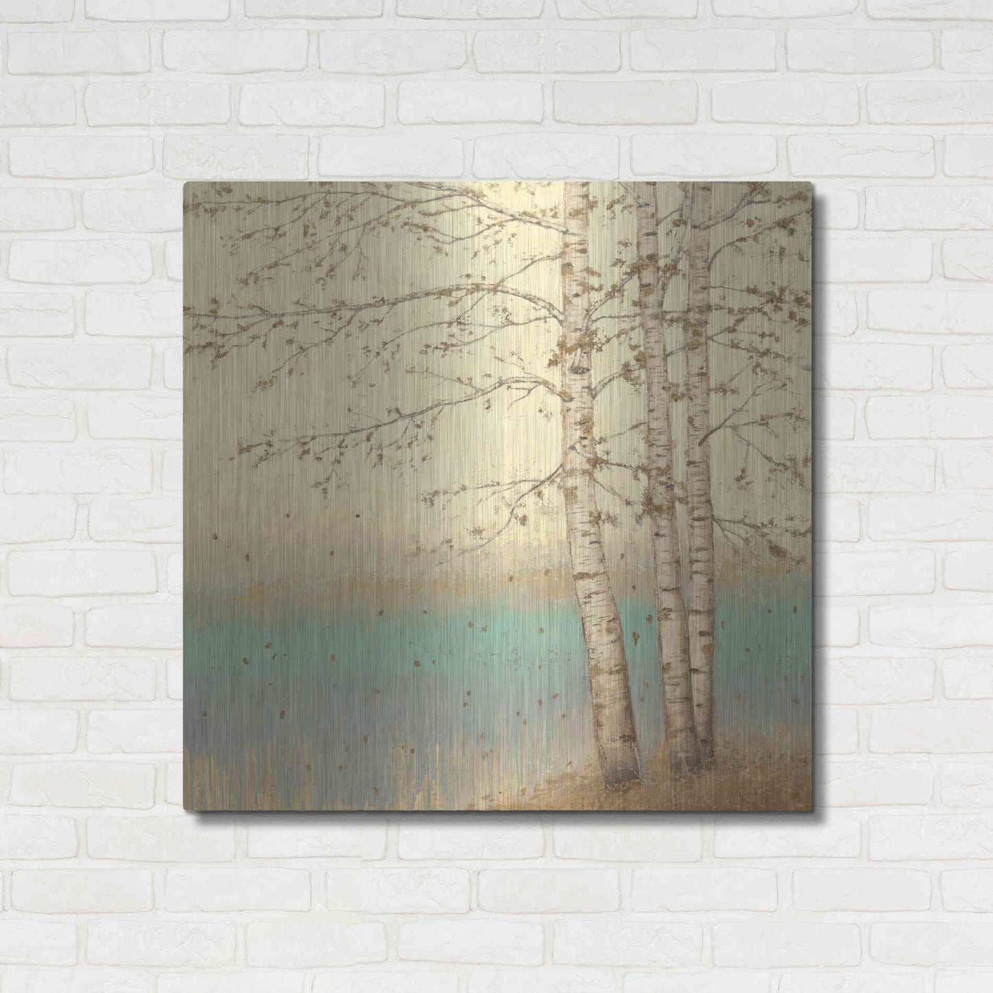 Luxe Metal Art 'Golden Birch II' by James Wiens, Metal Wall Art,36x36