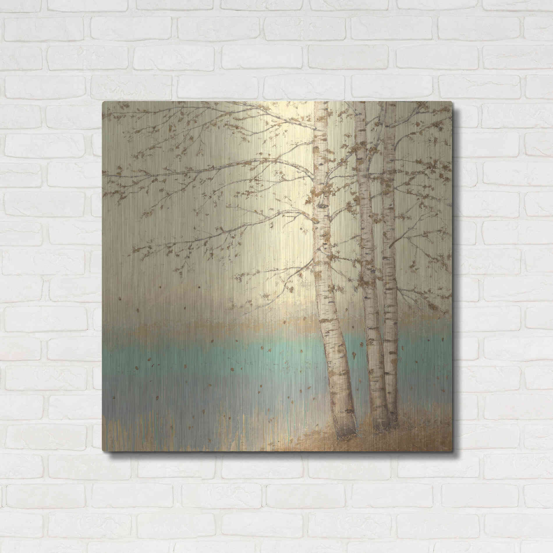 Luxe Metal Art 'Golden Birch II' by James Wiens, Metal Wall Art,36x36