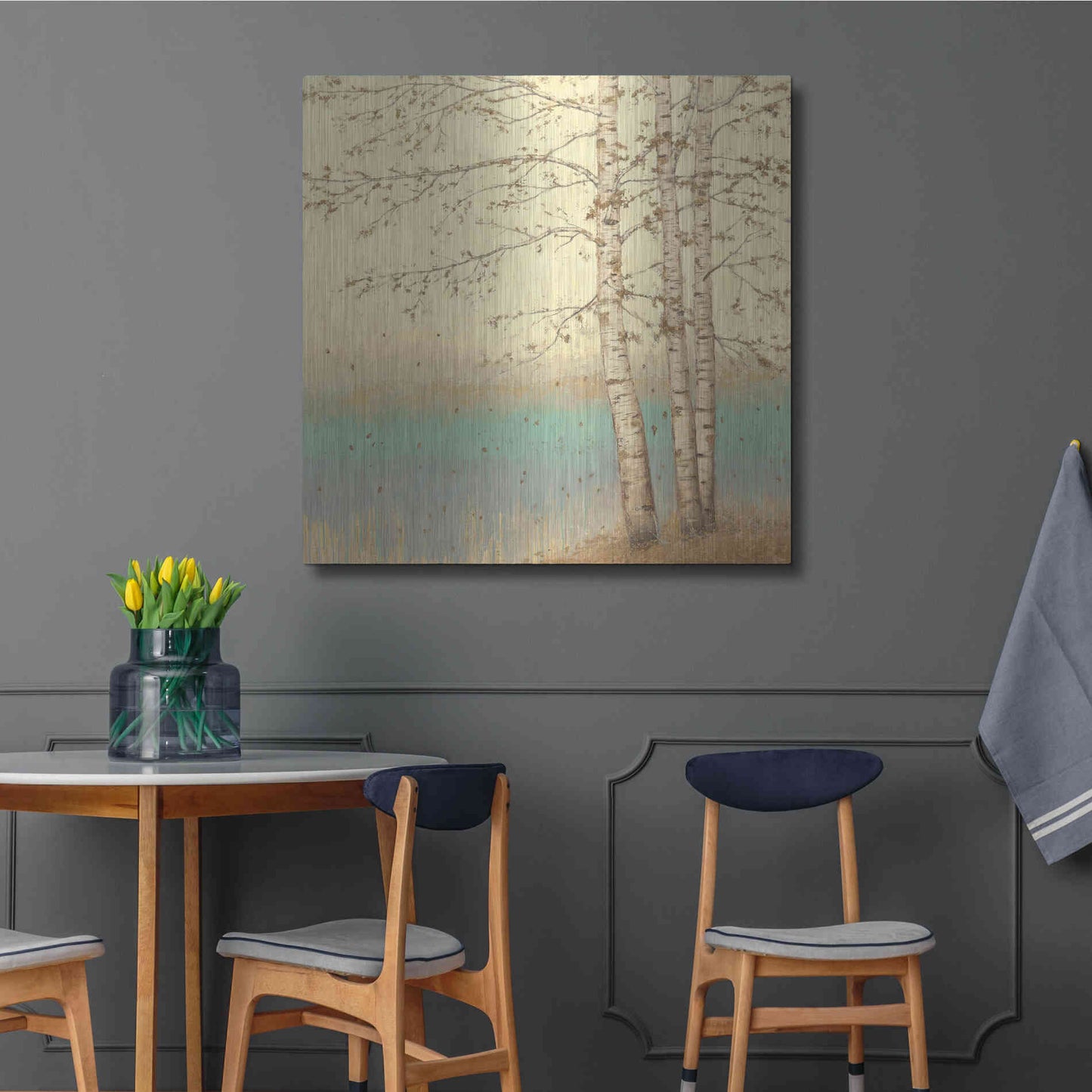 Luxe Metal Art 'Golden Birch II' by James Wiens, Metal Wall Art,36x36