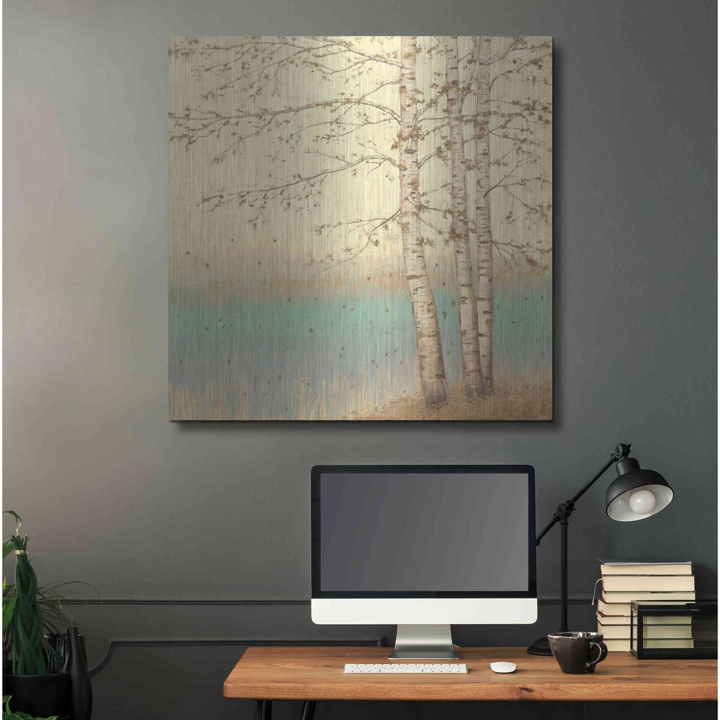 Luxe Metal Art 'Golden Birch II' by James Wiens, Metal Wall Art,36x36