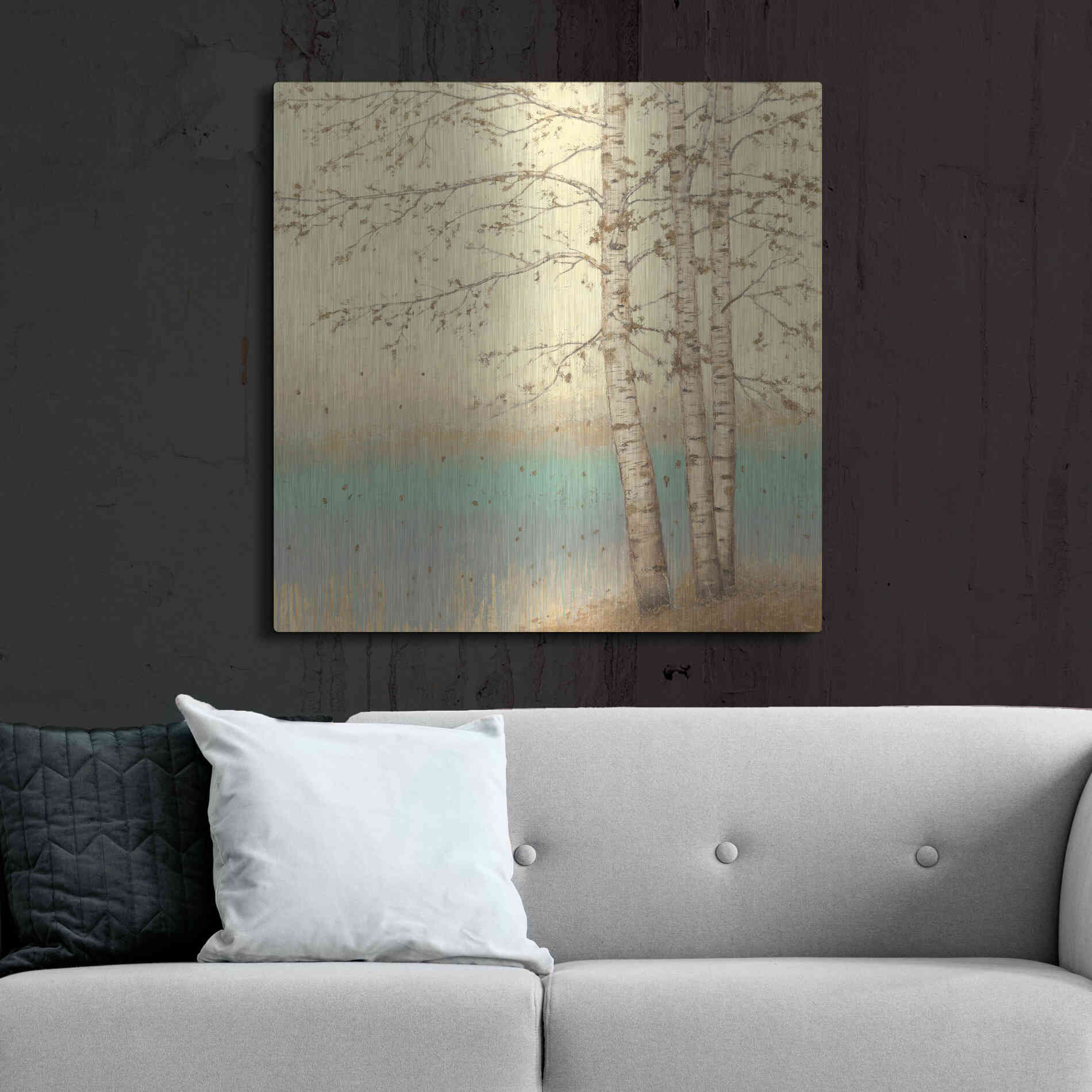 Luxe Metal Art 'Golden Birch II' by James Wiens, Metal Wall Art,36x36