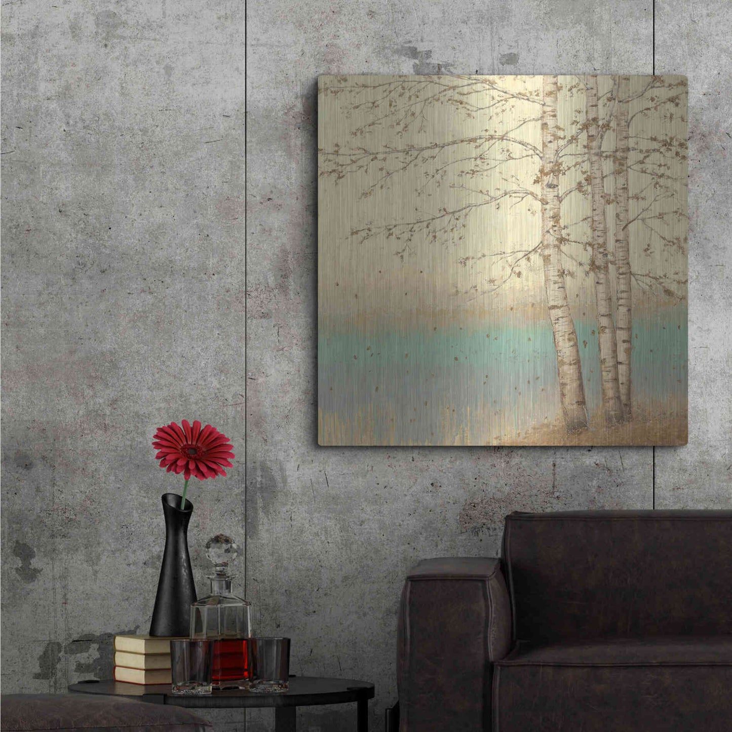 Luxe Metal Art 'Golden Birch II' by James Wiens, Metal Wall Art,36x36