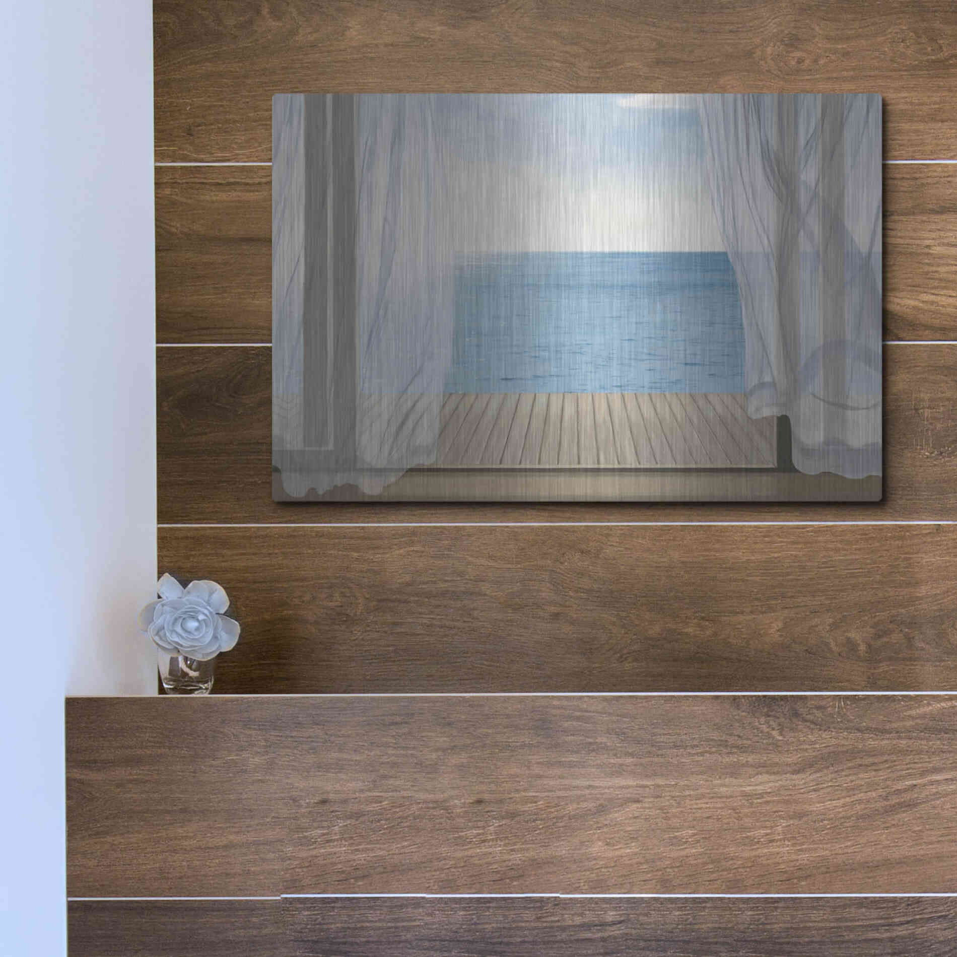 Luxe Metal Art 'Blue Breeze' by James Wiens, Metal Wall Art,16x12