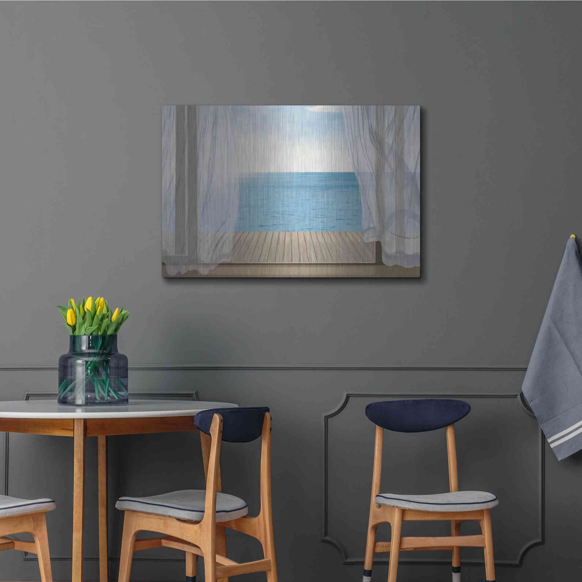 Luxe Metal Art 'Blue Breeze' by James Wiens, Metal Wall Art,36x24