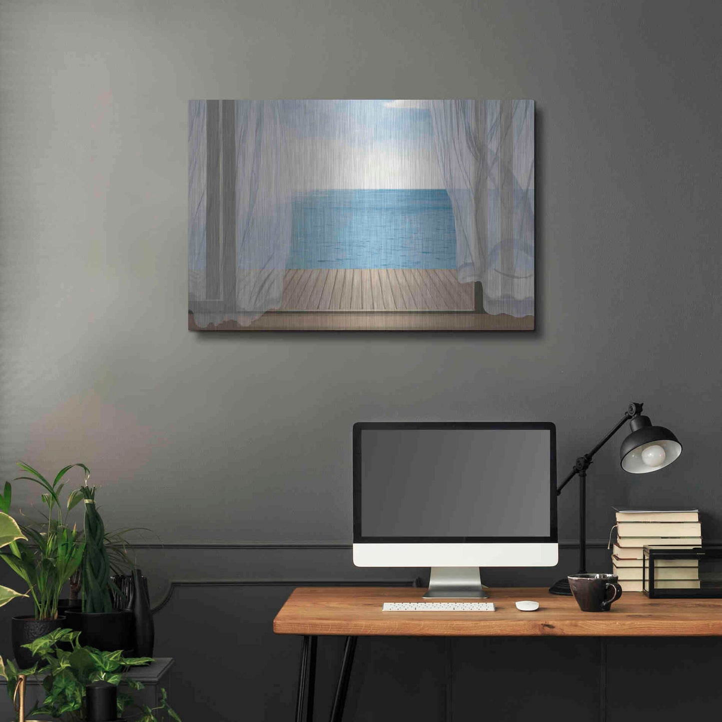 Luxe Metal Art 'Blue Breeze' by James Wiens, Metal Wall Art,36x24