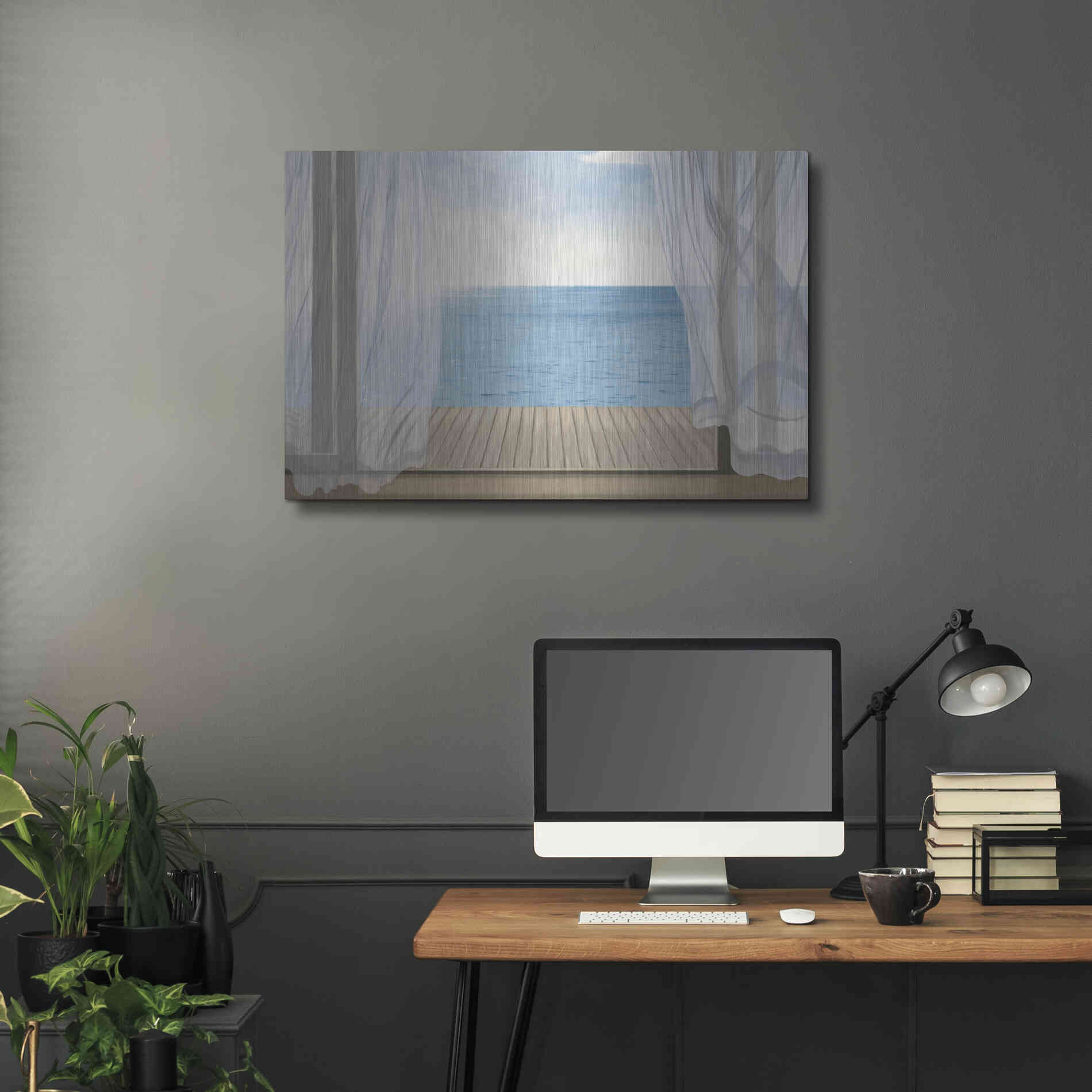 Luxe Metal Art 'Blue Breeze' by James Wiens, Metal Wall Art,36x24
