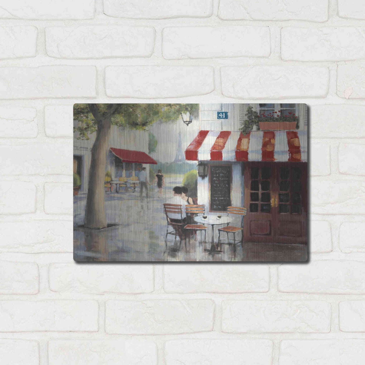 Luxe Metal Art 'Relaxing at the Cafe II' by James Wiens, Metal Wall Art,16x12