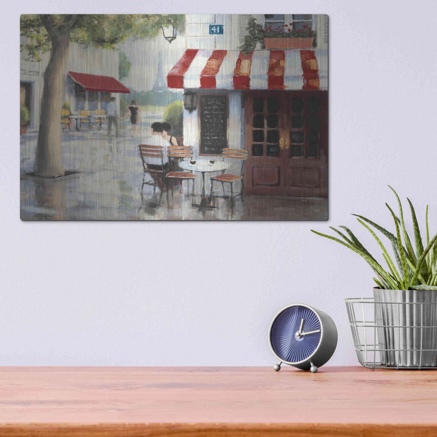 Luxe Metal Art 'Relaxing at the Cafe II' by James Wiens, Metal Wall Art,16x12