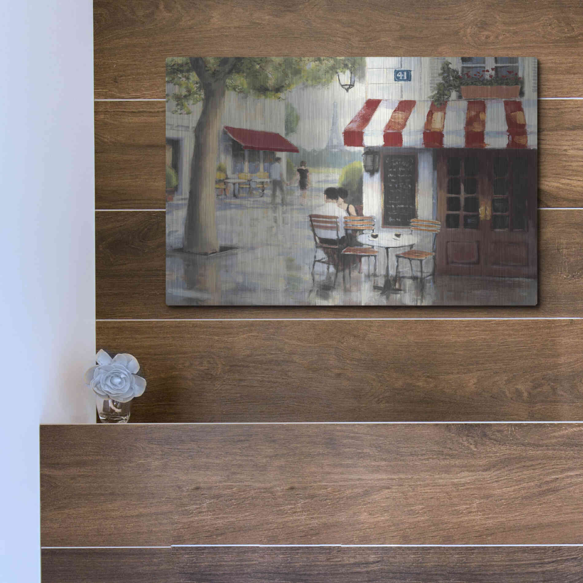 Luxe Metal Art 'Relaxing at the Cafe II' by James Wiens, Metal Wall Art,16x12