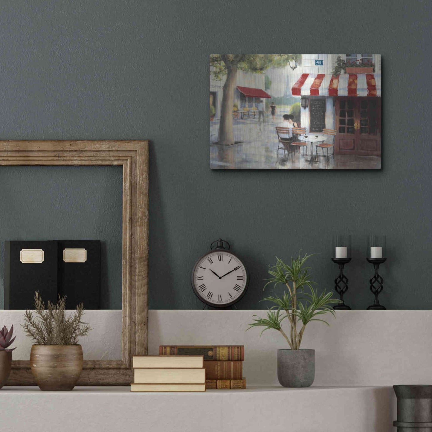 Luxe Metal Art 'Relaxing at the Cafe II' by James Wiens, Metal Wall Art,16x12