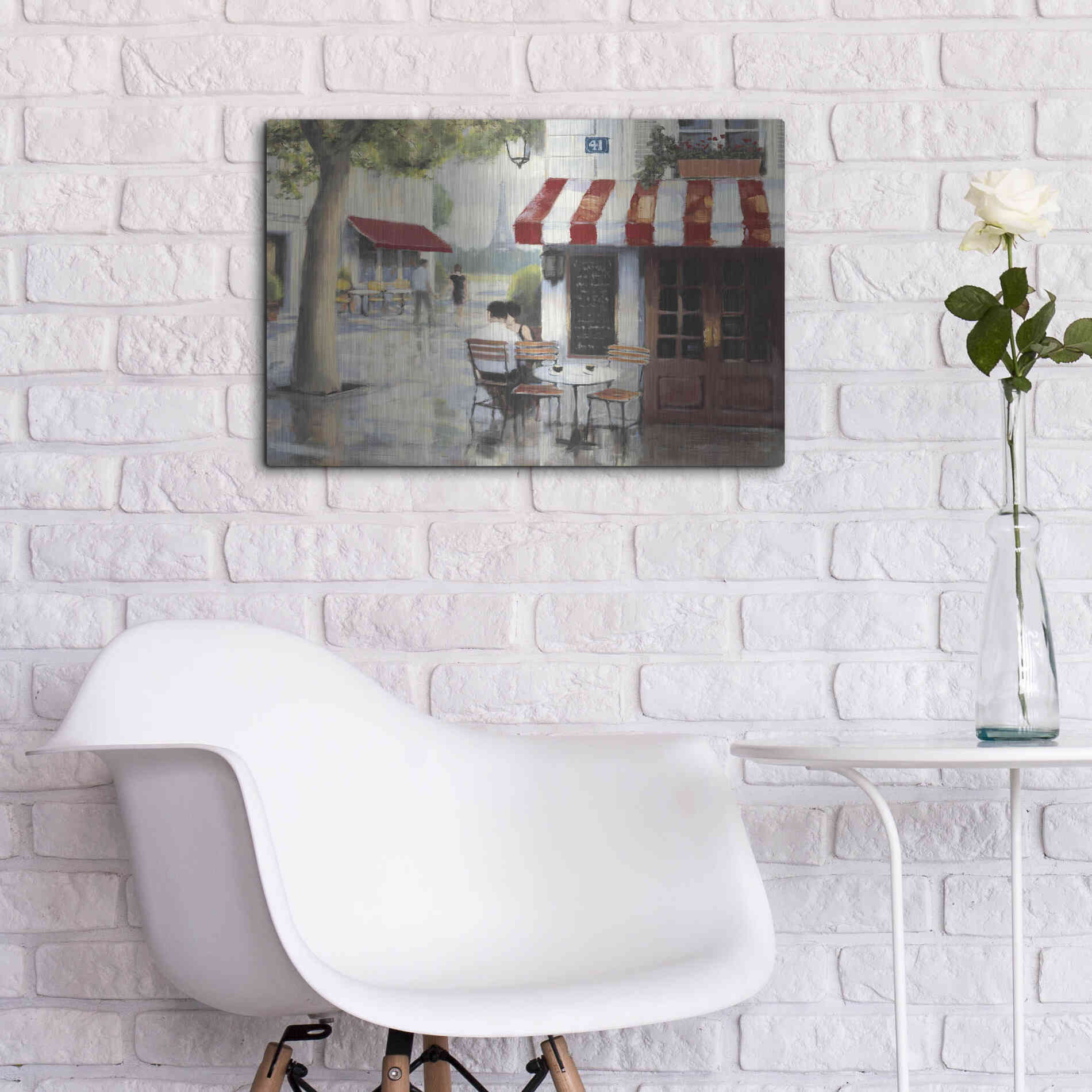 Luxe Metal Art 'Relaxing at the Cafe II' by James Wiens, Metal Wall Art,24x16