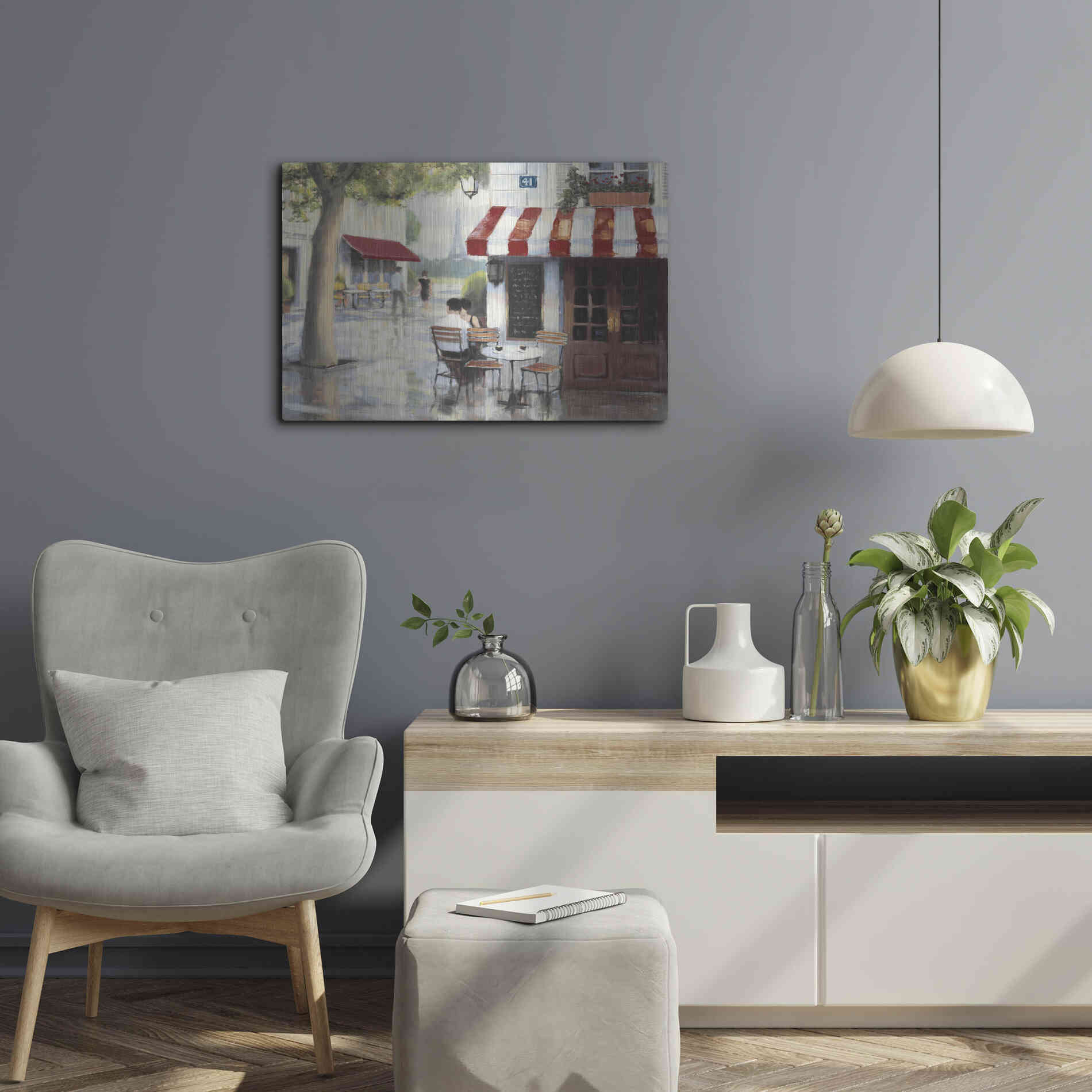 Luxe Metal Art 'Relaxing at the Cafe II' by James Wiens, Metal Wall Art,24x16