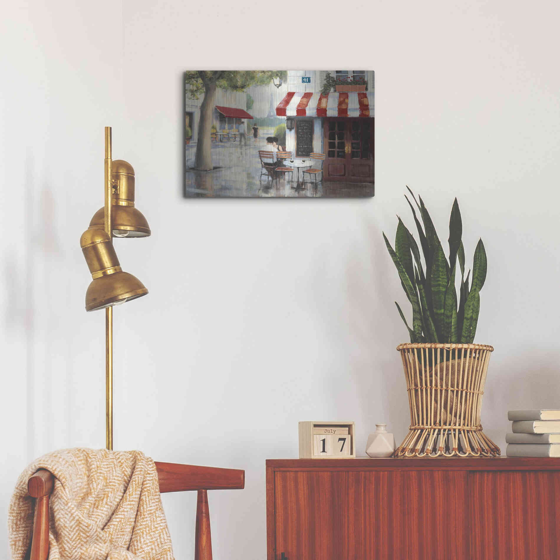 Luxe Metal Art 'Relaxing at the Cafe II' by James Wiens, Metal Wall Art,24x16