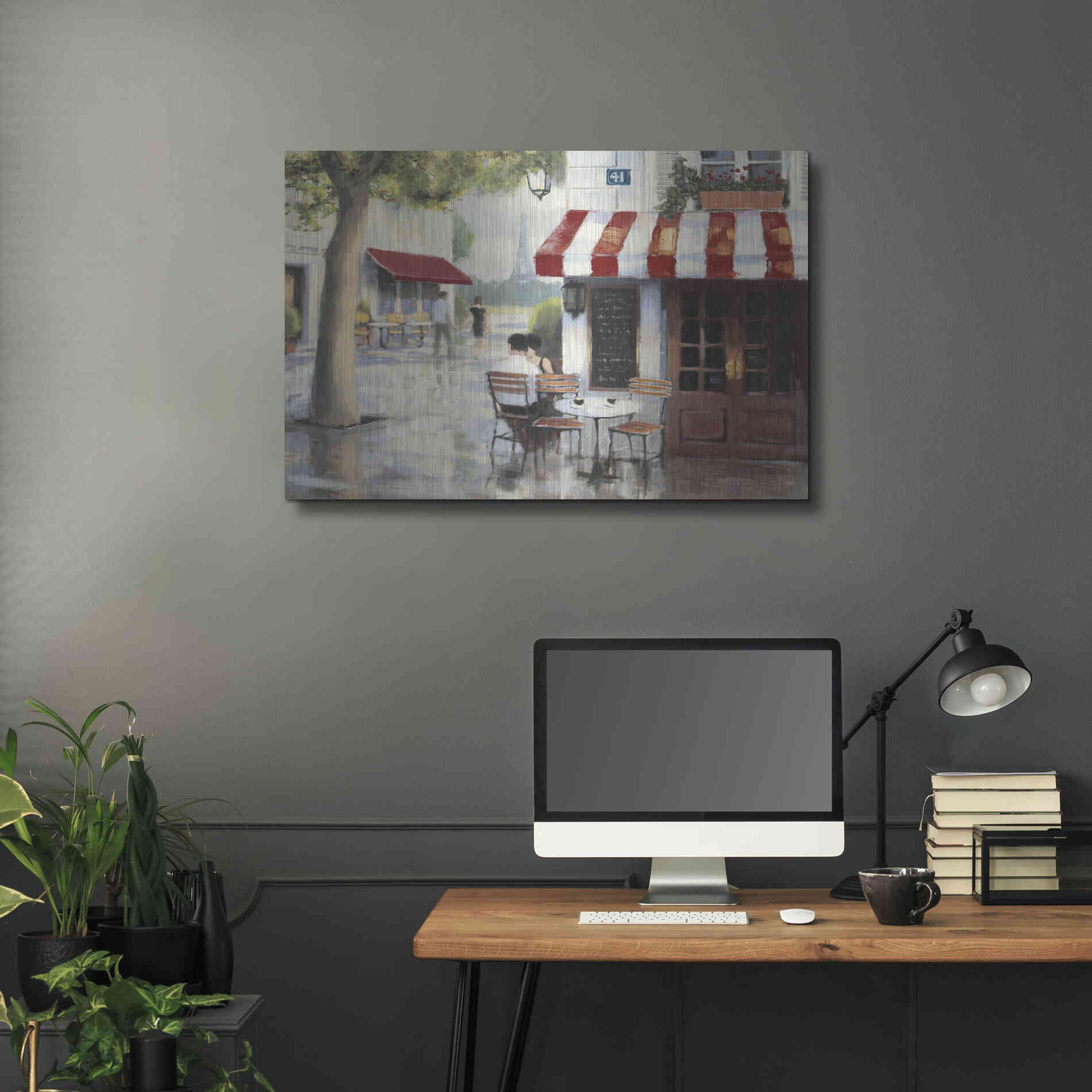 Luxe Metal Art 'Relaxing at the Cafe II' by James Wiens, Metal Wall Art,36x24