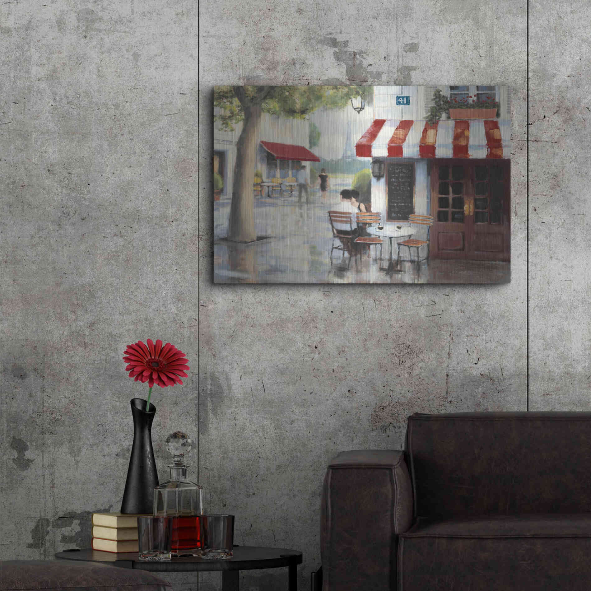Luxe Metal Art 'Relaxing at the Cafe II' by James Wiens, Metal Wall Art,36x24