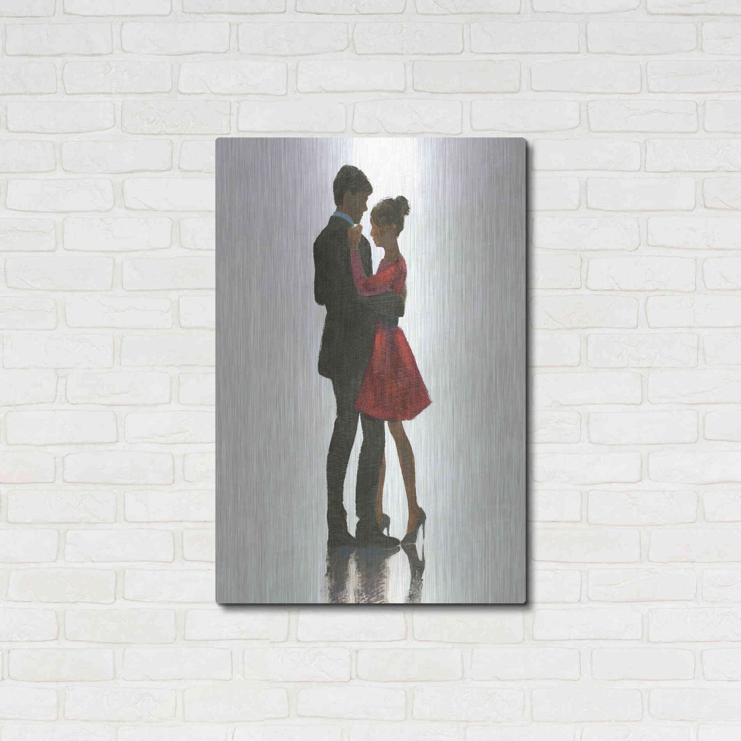 Luxe Metal Art 'The Embrace II Red Dress' by Marco Fabiano, Metal Wall Art,24x36