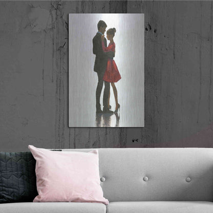 Luxe Metal Art 'The Embrace II Red Dress' by Marco Fabiano, Metal Wall Art,24x36