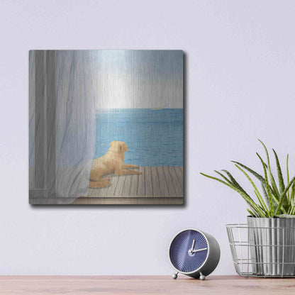 Luxe Metal Art 'Blue Breeze II' by James Wiens, Metal Wall Art,12x12