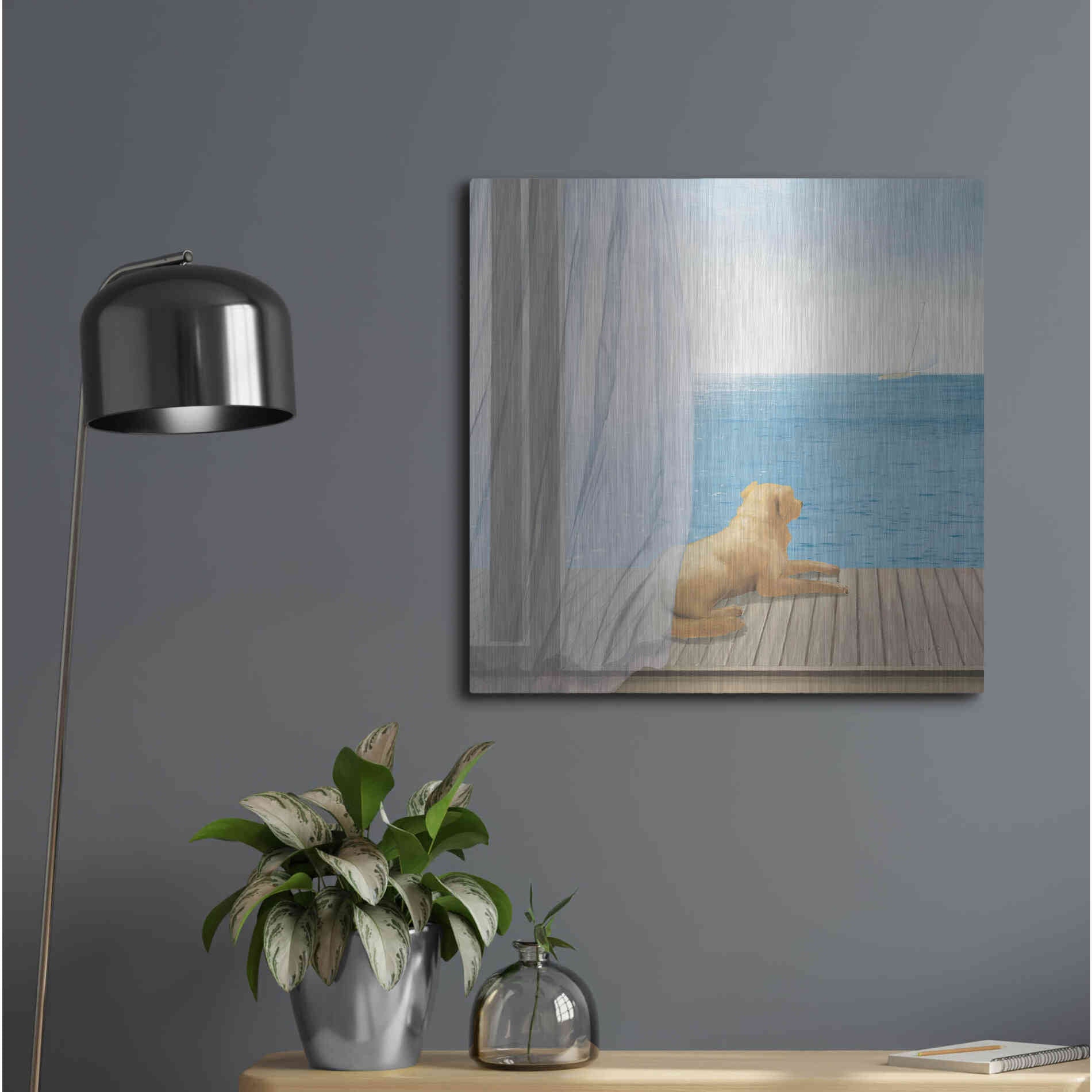 Luxe Metal Art 'Blue Breeze II' by James Wiens, Metal Wall Art,24x24