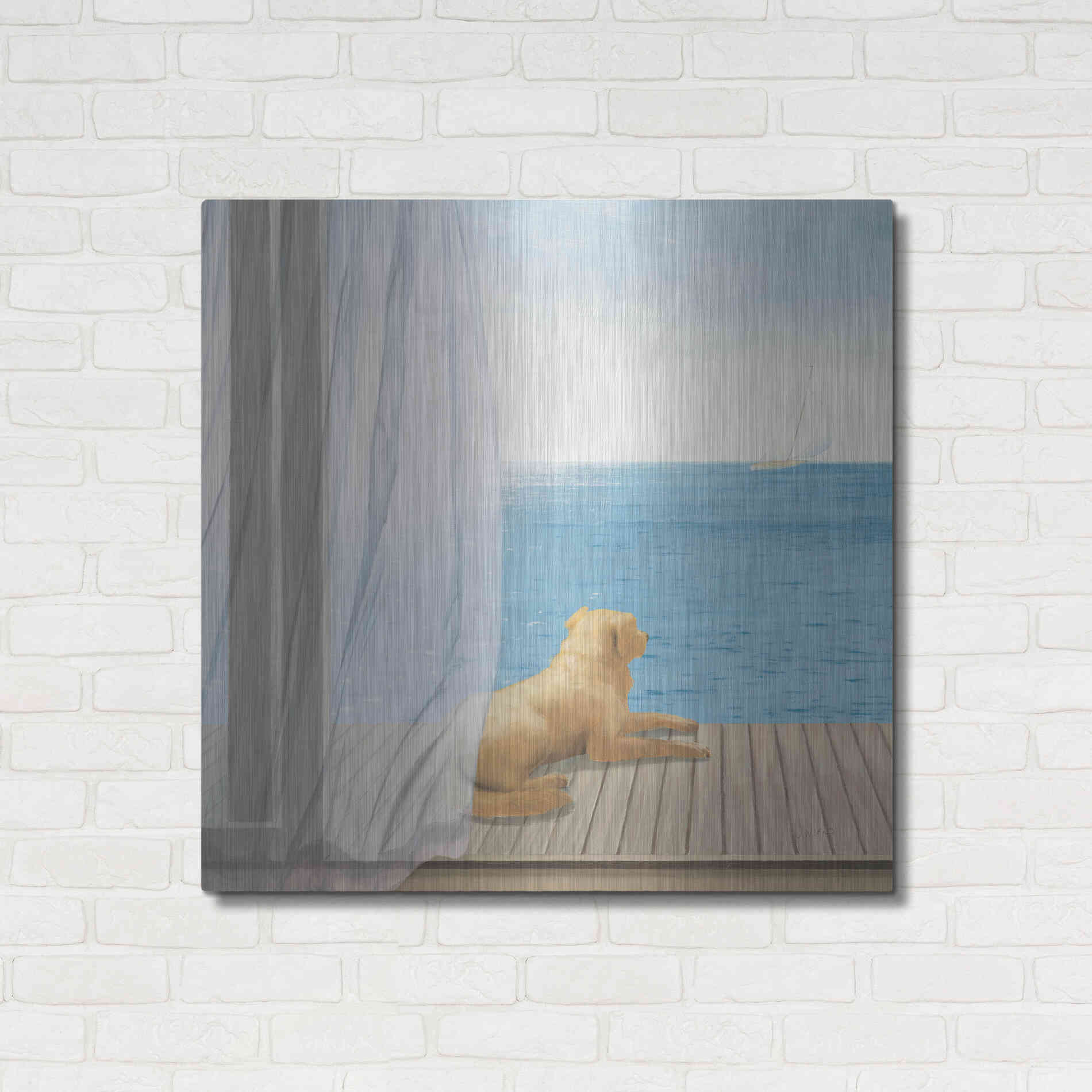 Luxe Metal Art 'Blue Breeze II' by James Wiens, Metal Wall Art,36x36