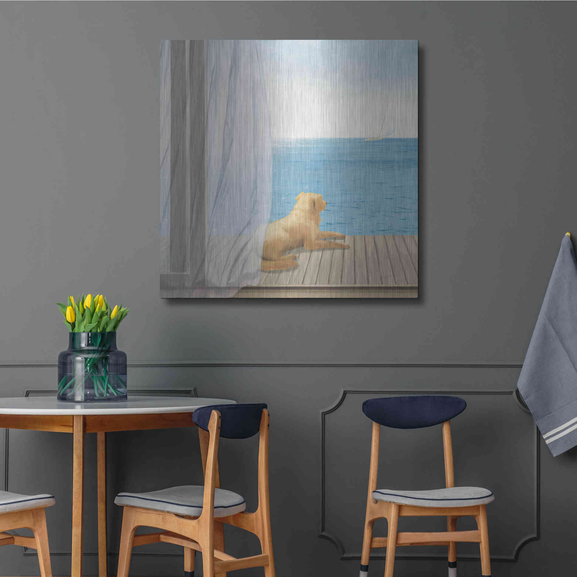 Luxe Metal Art 'Blue Breeze II' by James Wiens, Metal Wall Art,36x36